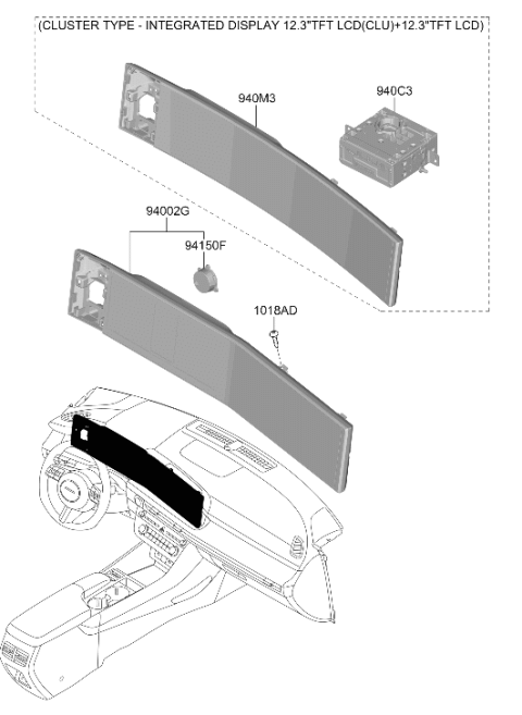 2026 Hyundai Sonata Hybrid UNIT ASSY-CLUSTER Diagram for 940C3-L1020