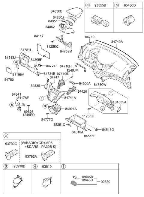 2015 Hyundai Sonata Hybrid Crash Pad Diagram 2