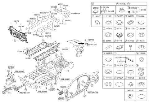 2014 Hyundai Sonata Hybrid Clip Undercover Mounting Diagram for 84219-3L000