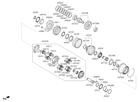 2015 Hyundai Sonata Hybrid Taper Roller Bearing Diagram for 45737-3B600