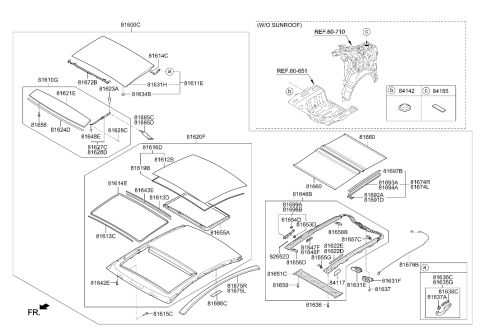 2015 Hyundai Sonata Hybrid Tilt Lever-Panorama Roof Moving Glass,RH Diagram for 81636-3S010