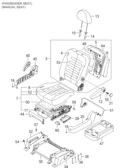 2006 Hyundai Entourage Front Seat Cushion Assembly Right Hand Diagram for 88200-4J370-CS6