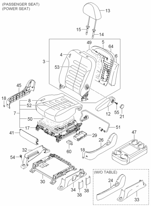 2006 Hyundai Entourage Produced Before OCT.29.2006 Front Seat Diagram 2