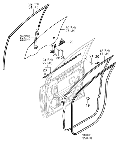 2006 Hyundai Entourage Clip-Door Opening Weatherstrip Fixing Diagram for 82134-22000