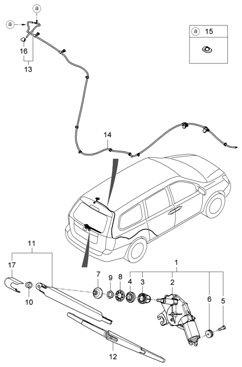2006 Hyundai Entourage Windshield Wiper Arm Rear Diagram for 98810-4D000