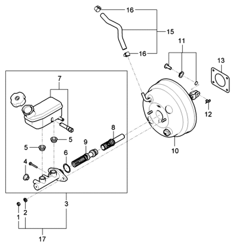 2006 Hyundai Entourage Brake Booster Vacuum Hose Assembly Diagram for 59130-4D200