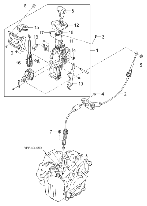 2006 Hyundai Entourage Shift Lever Indicator Assembly Diagram for 46750-4D200