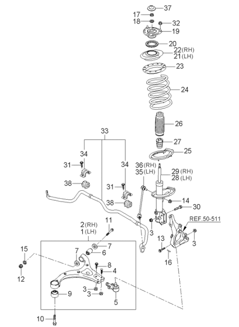 2006 Hyundai Entourage Stabilizer Bar Bracket Diagram for 54815-26100