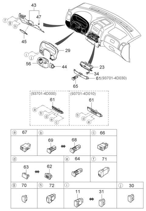 2006 Hyundai Entourage Switch Assembly-Rheostat Diagram for 93340-4D000-CS