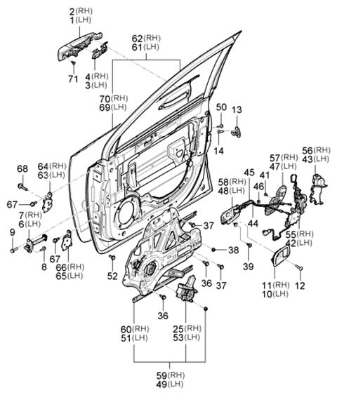 2006 Hyundai Entourage Front Left Power Window Regulator Assembly Diagram for 82403-4D010
