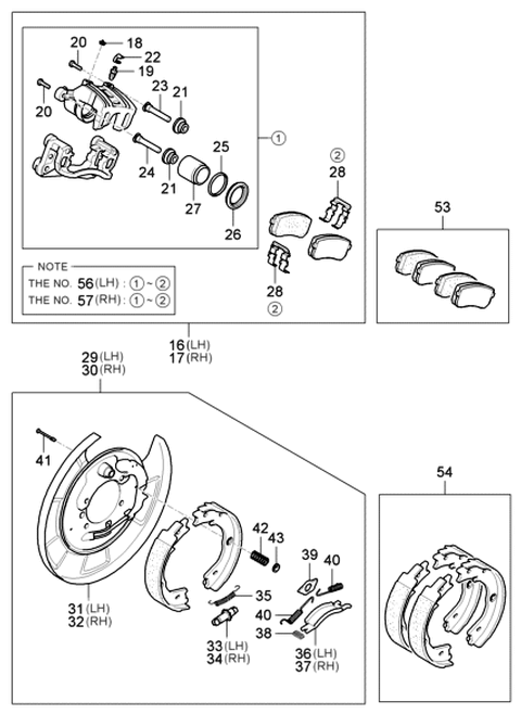 2006 Hyundai Entourage Pad Spring Diagram for 58246-4D500