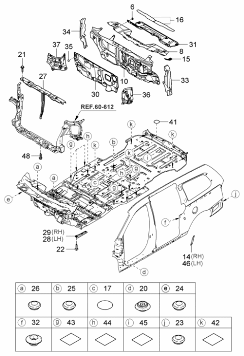 2006 Hyundai Entourage Member Assembly-Radiator Support,Upper Diagram for 64150-4D000