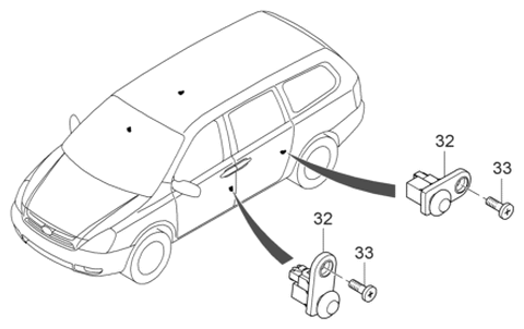 2006 Hyundai Entourage Produced Before OCT.29.2006 Finishing-Front Door Diagram 2