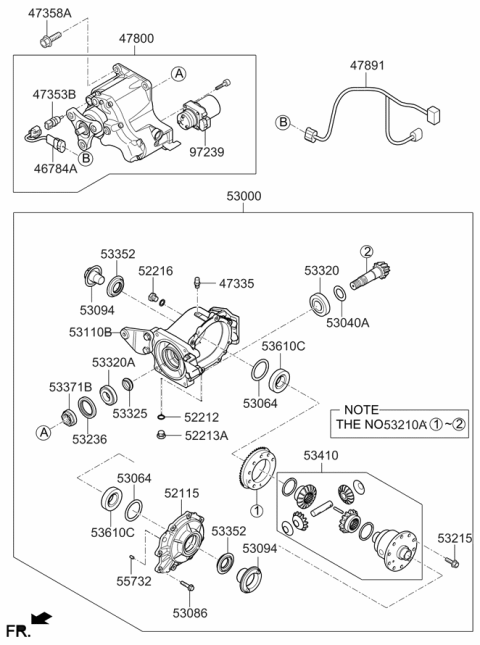 2021 Hyundai Kona Differential Carrier Assembly Diagram for 53000-3B710