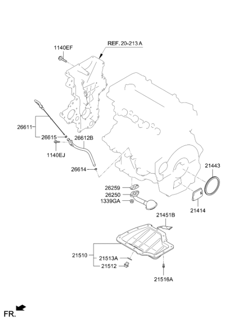 2021 Hyundai Kona Oil Level Gauge Rod Assembly Diagram for 26611-2B611