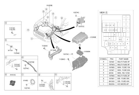 2019 Hyundai Kona Multi Fuse Diagram for 18980-09631