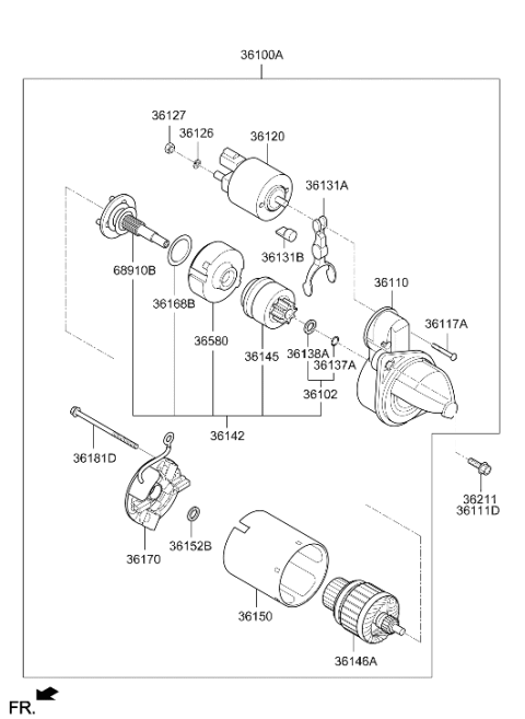 2020 Hyundai Kona Bolt Flange Diagram for 36173-03800