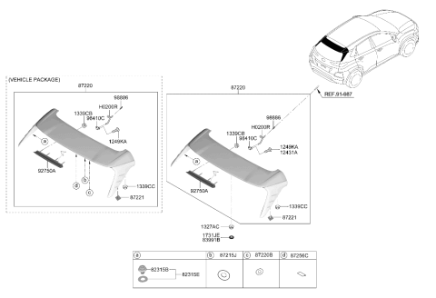 2018 Hyundai Kona Roof Garnish & Rear Spoiler Diagram 3
