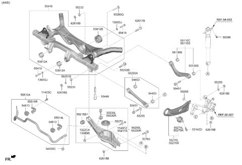 2018 Hyundai Kona Rear Stabilizer Bar Assembly Diagram for 55510-J9600