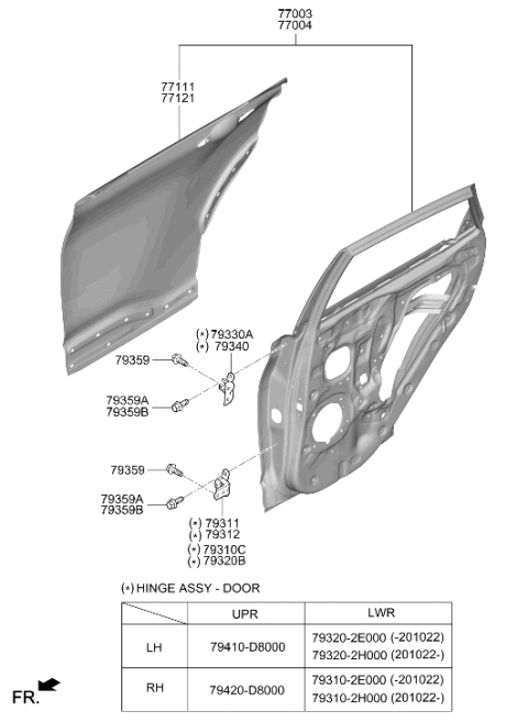 2019 Hyundai Kona Hinge Assembly-Door Upper,LH Diagram for 79310-2E000