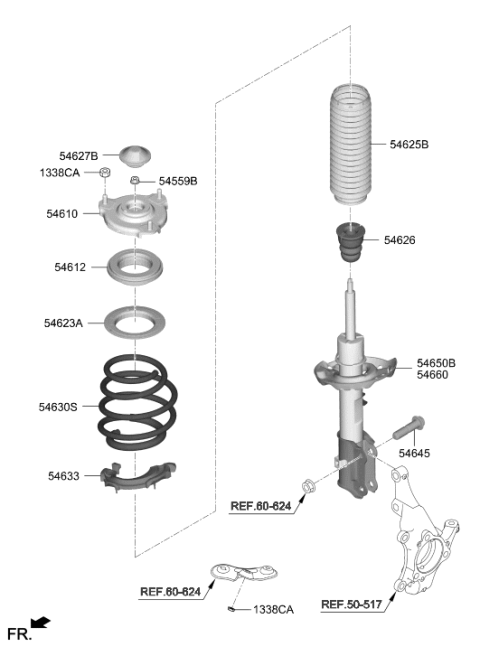 2021 Hyundai Kona Front Strut Assembly Right Diagram for 54651-J9200