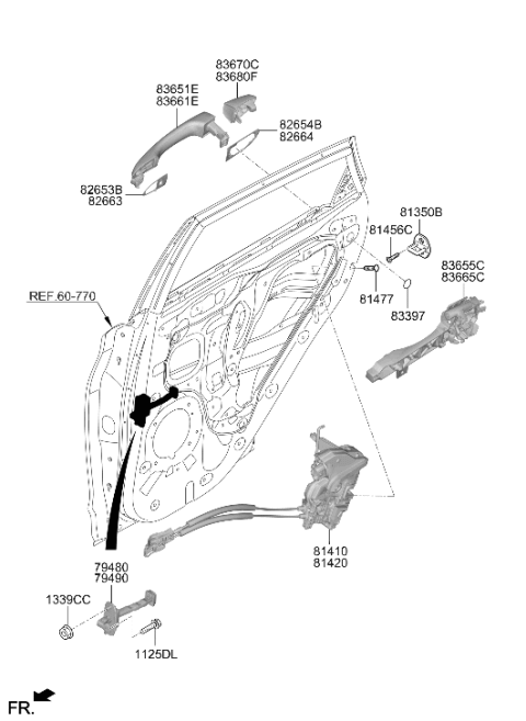 2019 Hyundai Kona Pad-Door Outside Handle Rear,LH Diagram for 83654-J9000