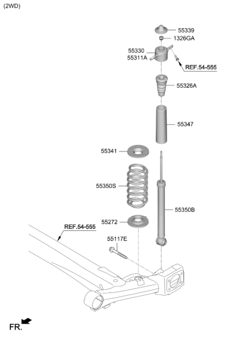 2018 Hyundai Kona Rear Shock Absorber Assembly Diagram for 55307-J9UB0