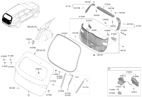 2023 Hyundai Santa Fe Hybrid Trim Assembly-Tail Gate LWR Diagram for 81710-S2400-NNB