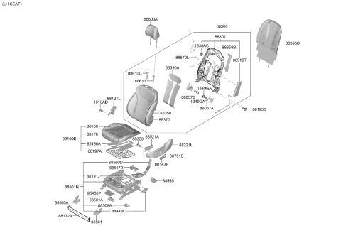 2023 Hyundai Santa Fe Hybrid US Alabama made Front Seat Diagram 3