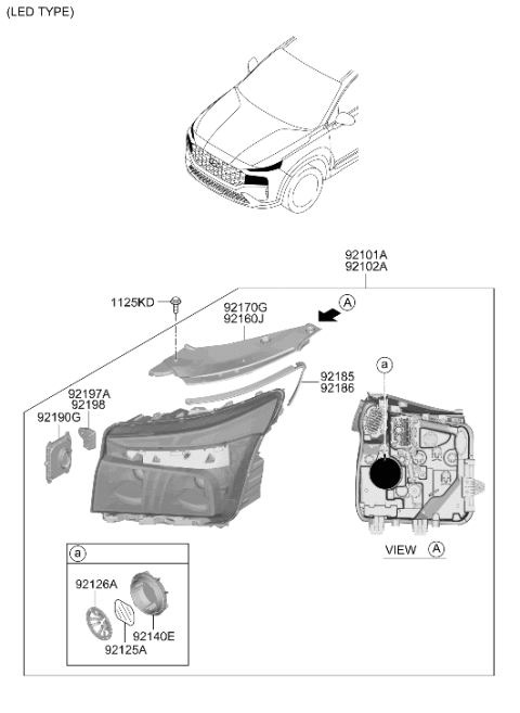 2023 Hyundai Santa Fe Hybrid US Alabama made Head Lamp Diagram 2