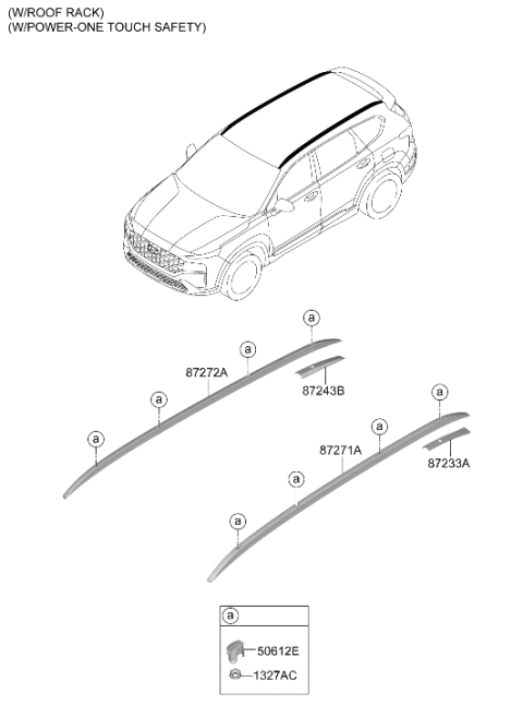 2023 Hyundai Santa Fe Hybrid US Alabama made Roof Garnish & Rear Spoiler Diagram 2
