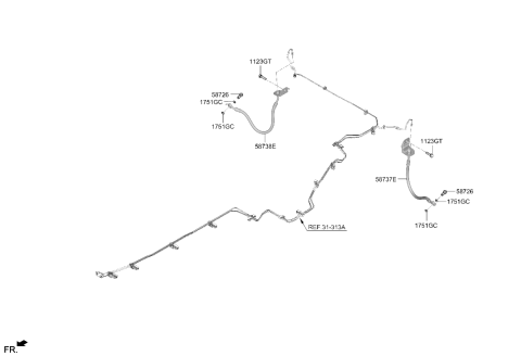 2023 Hyundai Santa Fe Hybrid US Alabama made Brake Fluid Line Diagram 2