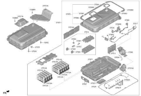2023 Hyundai Santa Fe Hybrid PAD ASSY-HI/VLT BATT PACK Diagram for 375F4-P4000