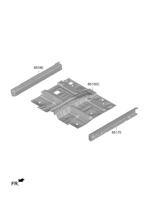 2023 Hyundai Santa Fe Hybrid Panel Assembly Floor Center Diagram for 65100-GA000