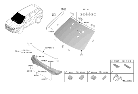 2025 Hyundai Tucson Windshield Glass Diagram for 86111-N9AS0