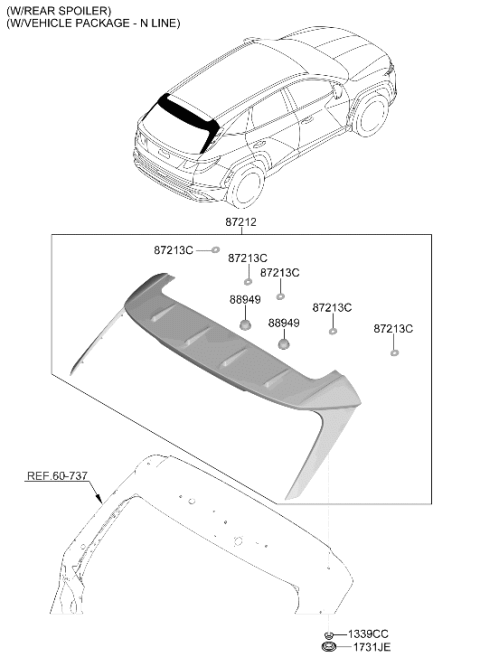 2025 Hyundai Tucson Korean made Roof Garnish & Rear Spoiler Diagram 4