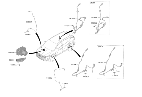 2025 Hyundai Tucson Hydraulic Unit Assembly Diagram for 58910-N9AC0