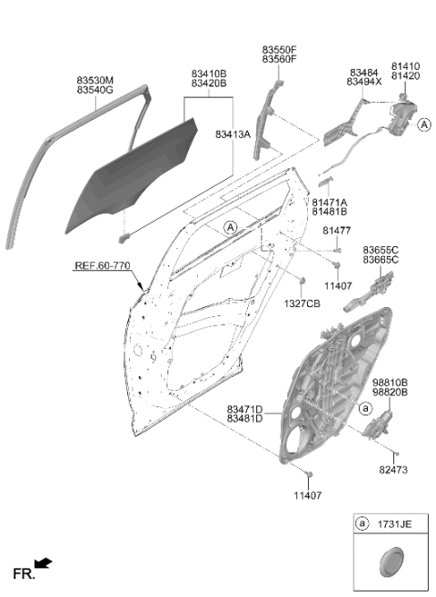 2025 Hyundai Tucson Run-RR Dr Window Glass,RH Diagram for 83540-N9000
