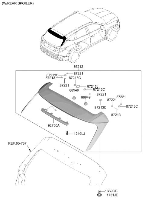 2025 Hyundai Tucson Korean made Roof Garnish & Rear Spoiler Diagram 3