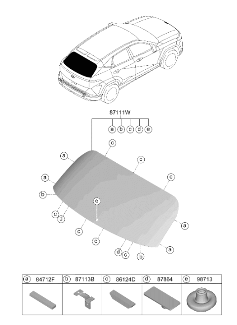 2026 Hyundai Kona Electric GLASS ASSY-TAIL GATE Diagram for 87110-BE010