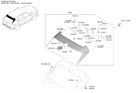 2024 Hyundai Kona Electric Roof Garnish & Rear Spoiler Diagram 4