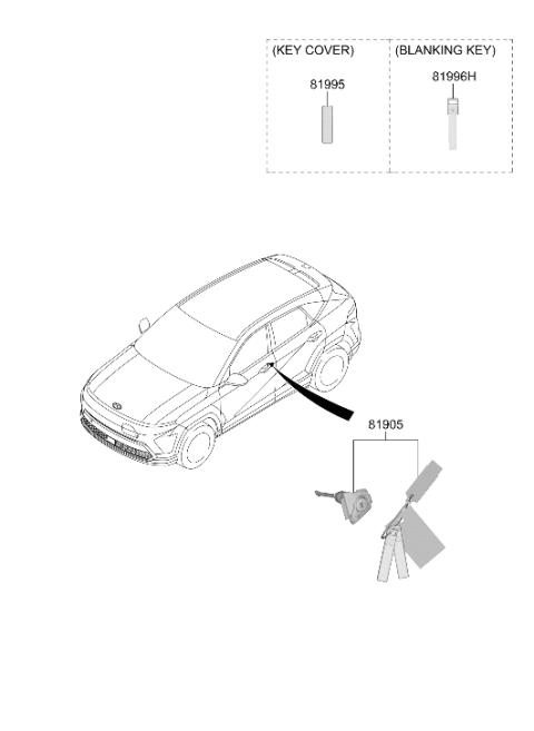 2025 Hyundai Kona Electric Lock Key & Cylinder Set Diagram for 81905-BF000