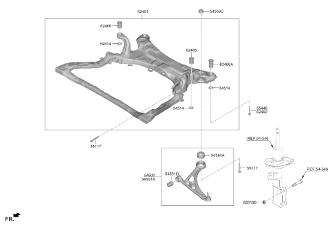 2024 Hyundai Kona Electric Crossmember Complete Diagram for 62405-BF000