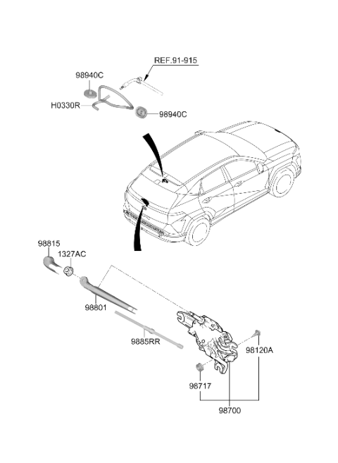 2026 Hyundai Kona Electric BLADE ASSY-WIPER,RR Diagram for 98850-BE000