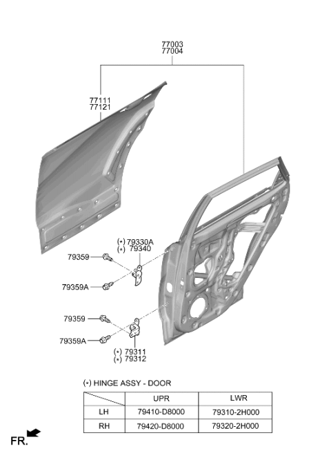 2026 Hyundai Kona Electric Rear Door Outer Panel Right Hand Diagram for 77121-BE000
