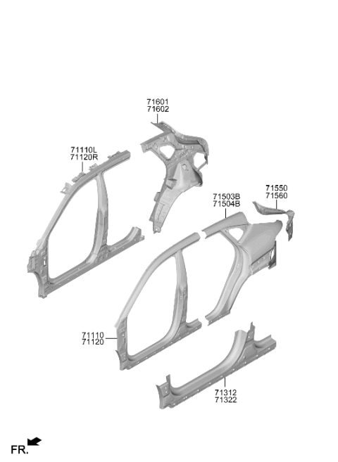2025 Hyundai Kona Electric PANEL ASSY-PILLAR OUTER,RH Diagram for 71120-BEA00