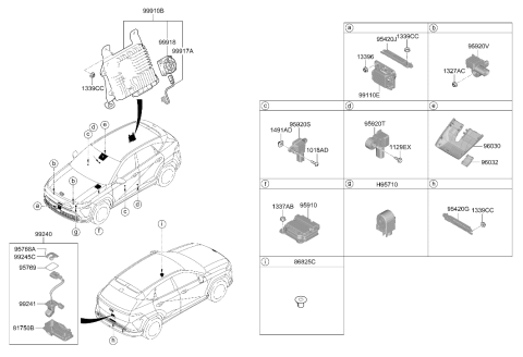 2025 Hyundai Kona Electric Air Bag Control Module Assembly Diagram for 95910-BF100