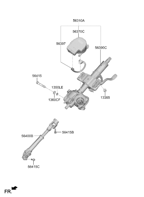 2026 Hyundai Kona Electric Steering Column Assembly Diagram for 56310-BF000
