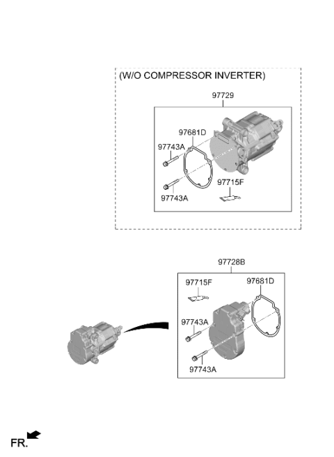 2025 Hyundai Kona Electric BODY KIT-COMPRESSOR Diagram for 97729-AO000