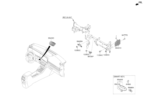 2026 Hyundai Kona Electric Antenna Assembly-Smart Key Diagram for 95460-BE000